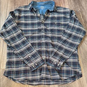 Kuhl Navy and Beige Plaid Button-Down Shirt